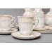 Porcelāna kafijas servīze 6 personām, tases, cukurtrauks, krejuma trauks, vāze, paplāte, Korosteņas porcelāns